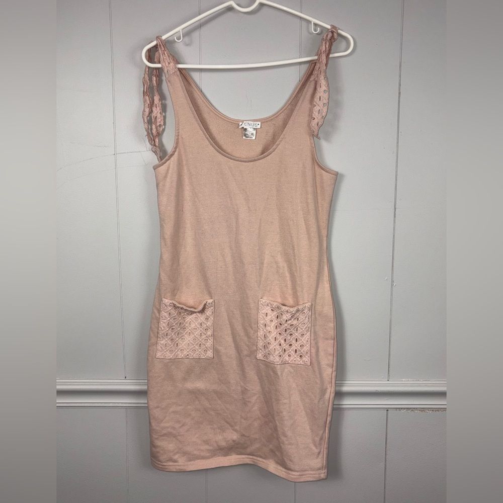 Venus Peach Pink Shoulder Tie Lounge Mini Dress XS